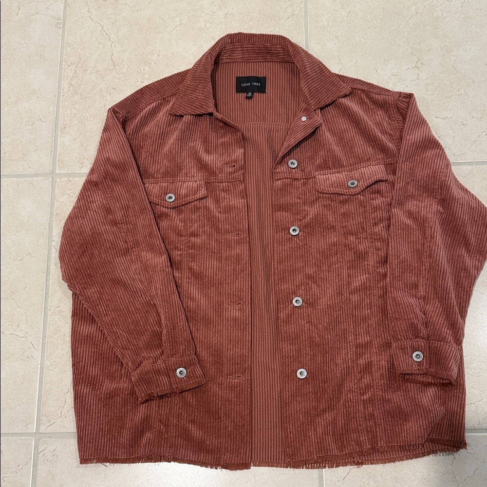 Love Tree Brick Red Corduroy Shirt Jacket